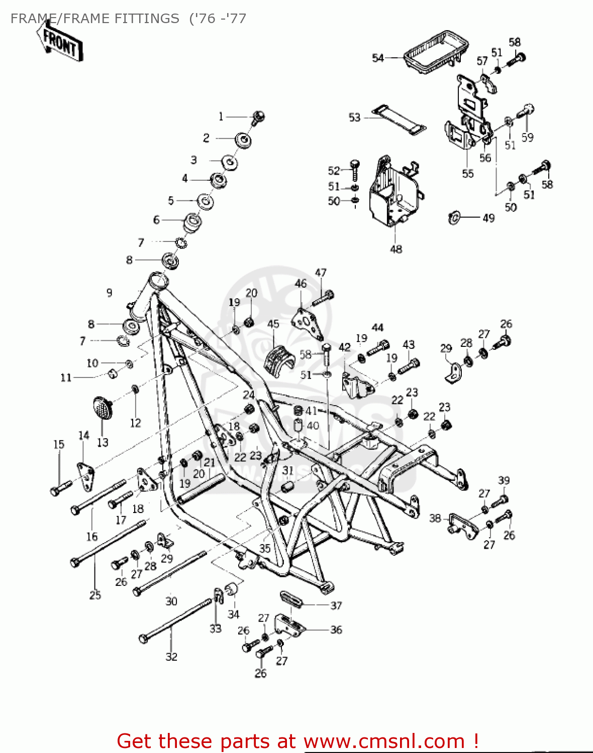FRAME/FRAME FITTINGS  ('76 -'77 KZ400D 1975 CANADA