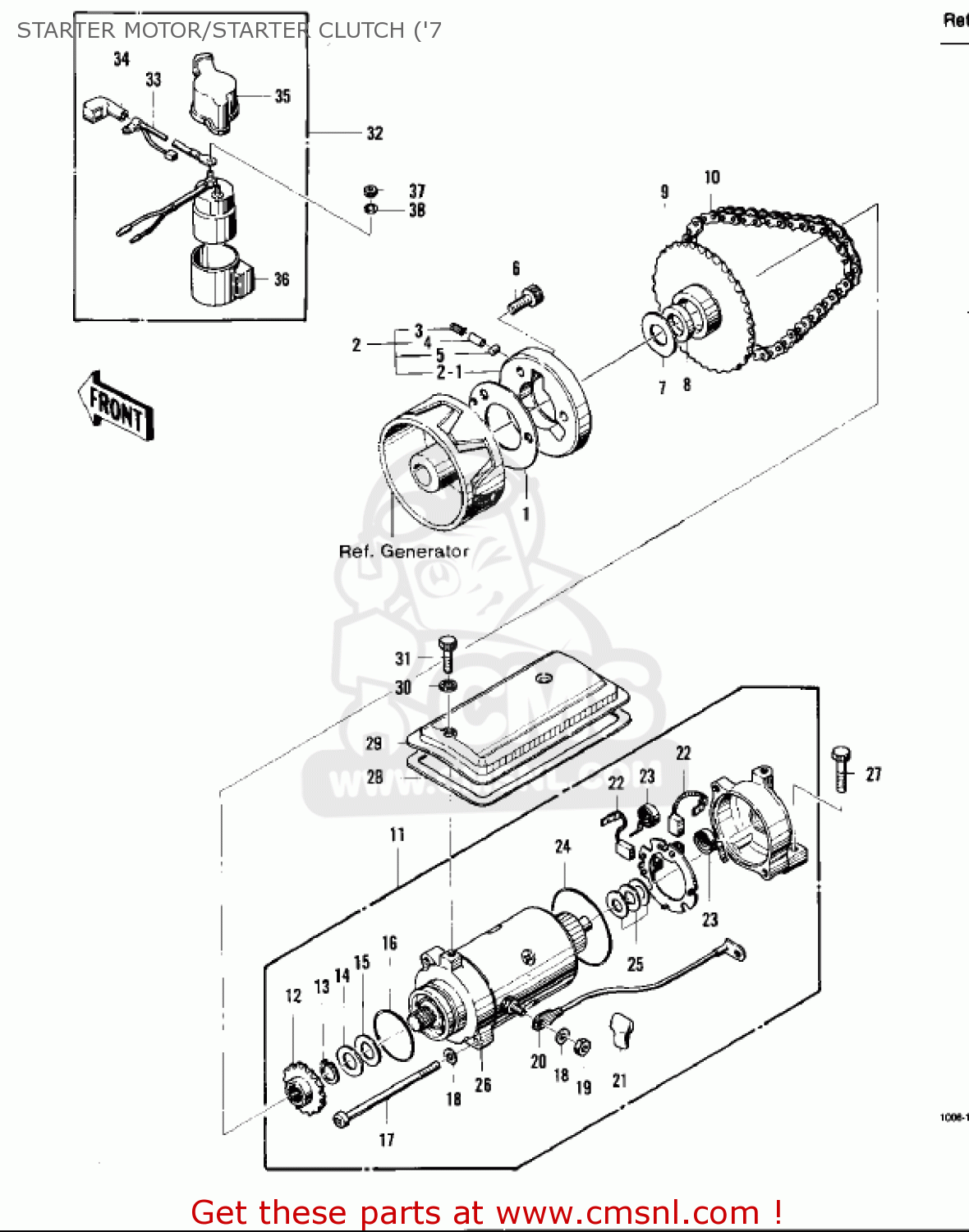 STARTER MOTOR/STARTER CLUTCH ('7 KZ400D 1975 CANADA