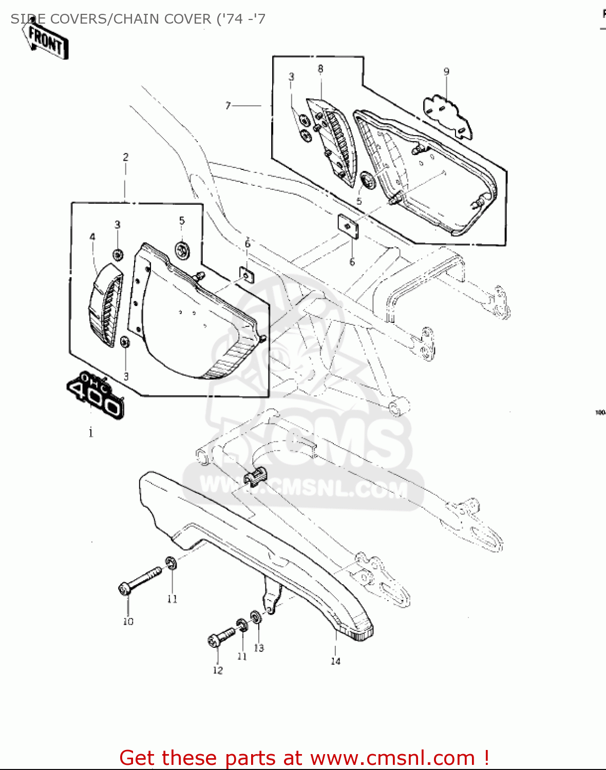 SIDE COVERS/CHAIN COVER ('74 -'7 KZ400D 1975 CANADA