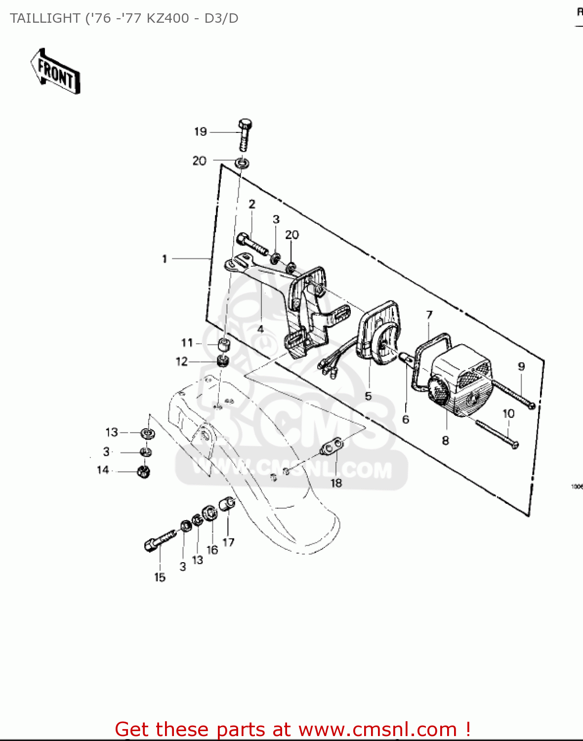 TAILLIGHT ('76 -'77 KZ400 - D3/D KZ400D 1975 CANADA