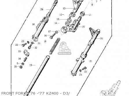 FRONT FORK ('76 -'77 KZ400 - D3/ - KZ400D 1975 CANADA
