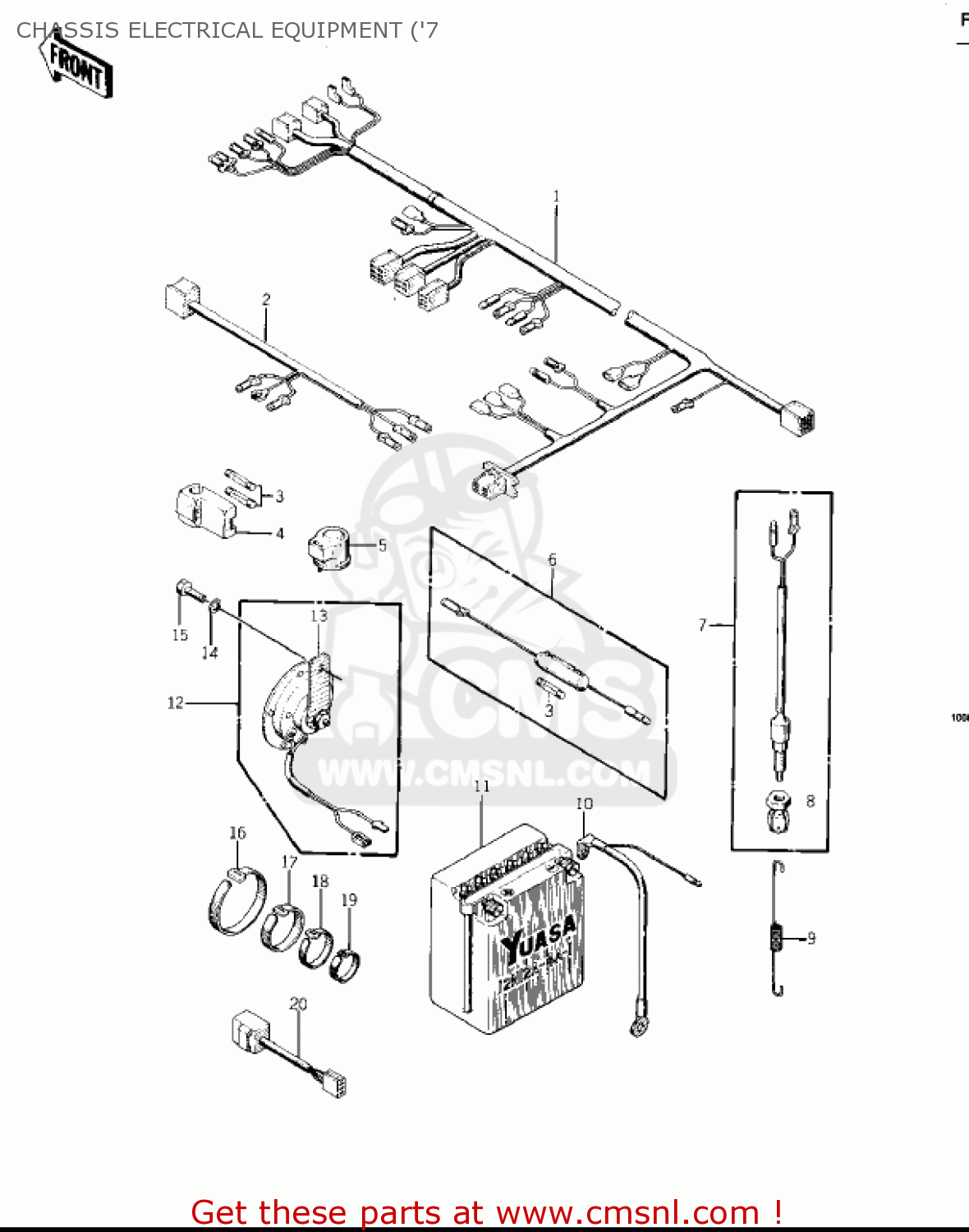 Kawasaki KZ400D3 1976 CANADA CHASSIS ELECTRICAL EQUIPMENT ... 1976 kz400 wiring diagram 