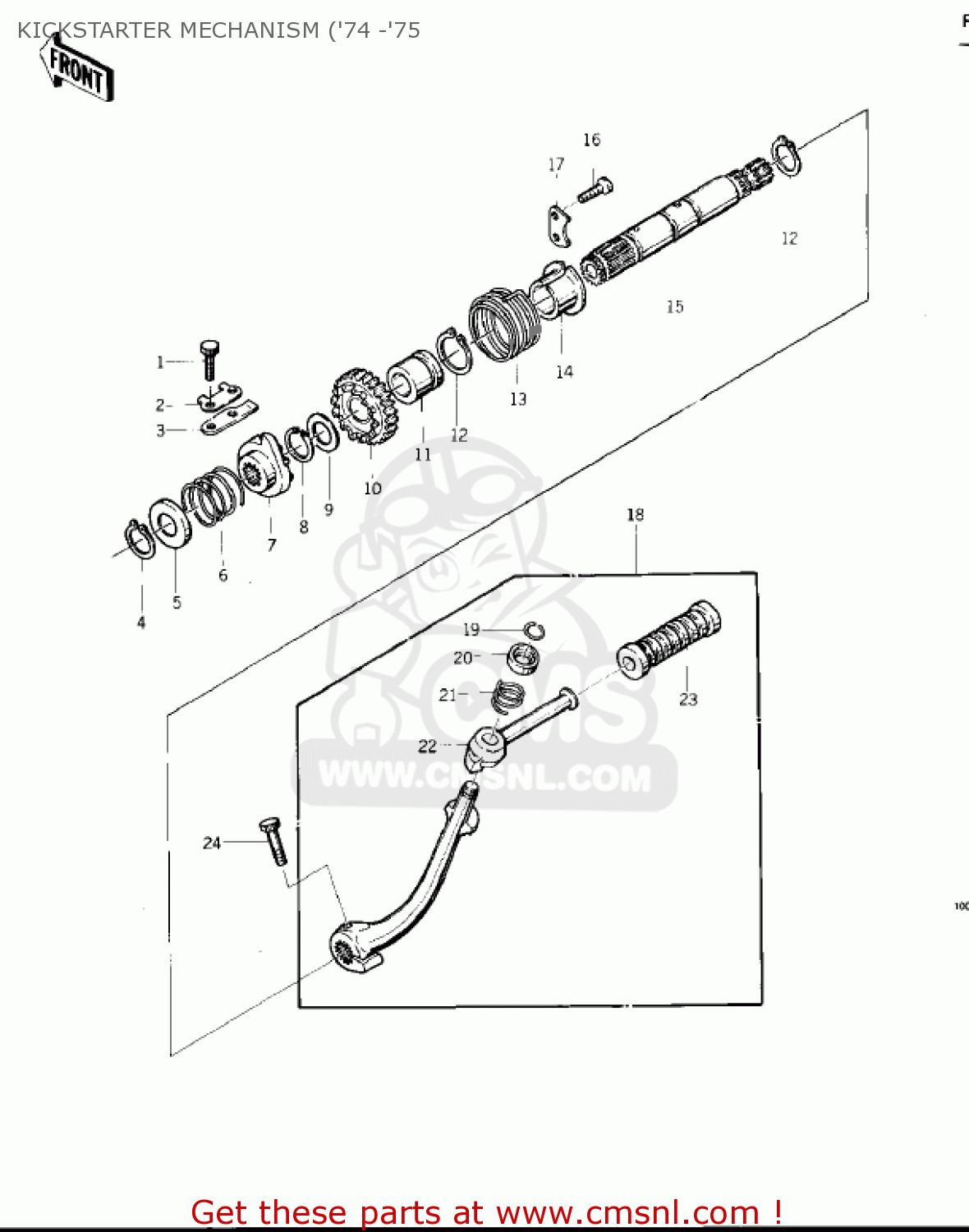 KICKSTARTER MECHANISM ('74 -'75 KZ400D3 1976 CANADA