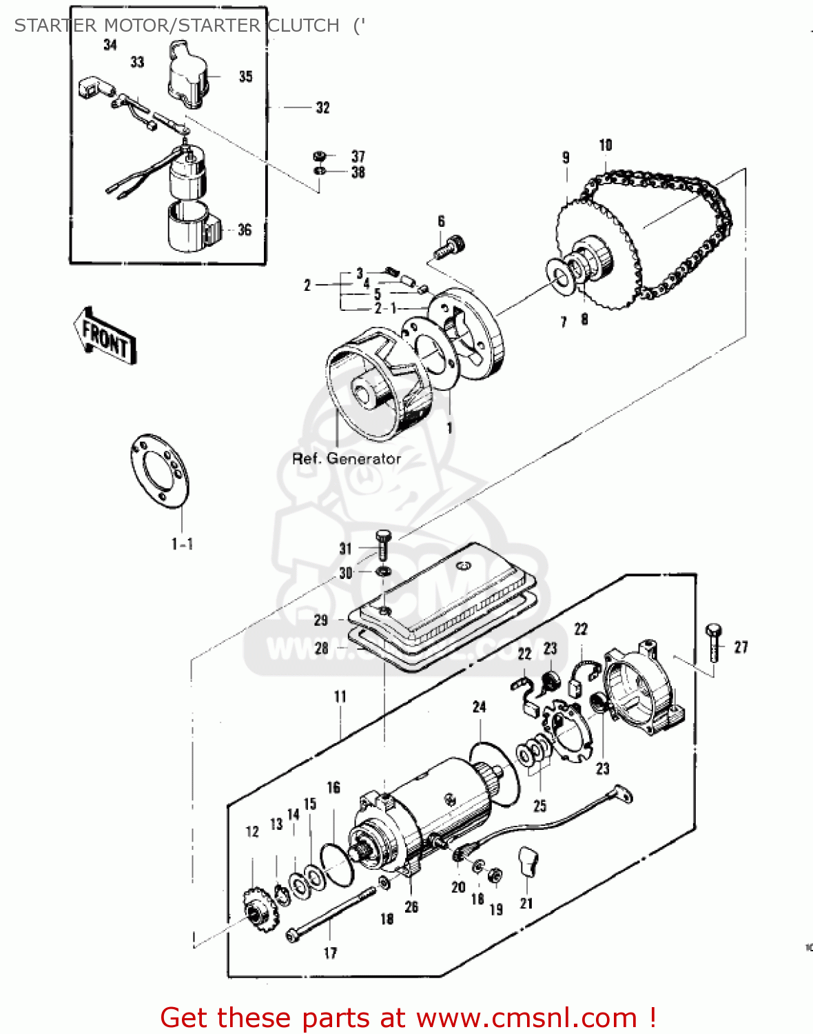 STARTER MOTOR/STARTER CLUTCH  (' KZ400D3 1976 CANADA