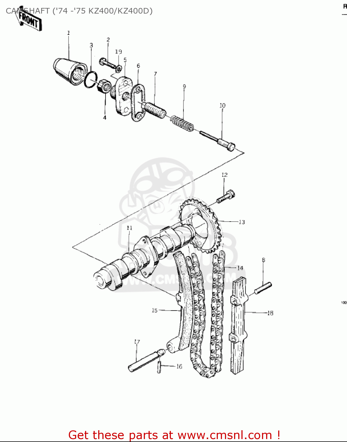 CAMSHAFT ('74 -'75 KZ400/KZ400D) KZ400D3 1976 CANADA
