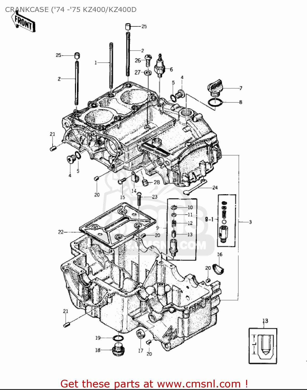 CRANKCASE ('74 -'75 KZ400/KZ400D KZ400D3 1976 CANADA