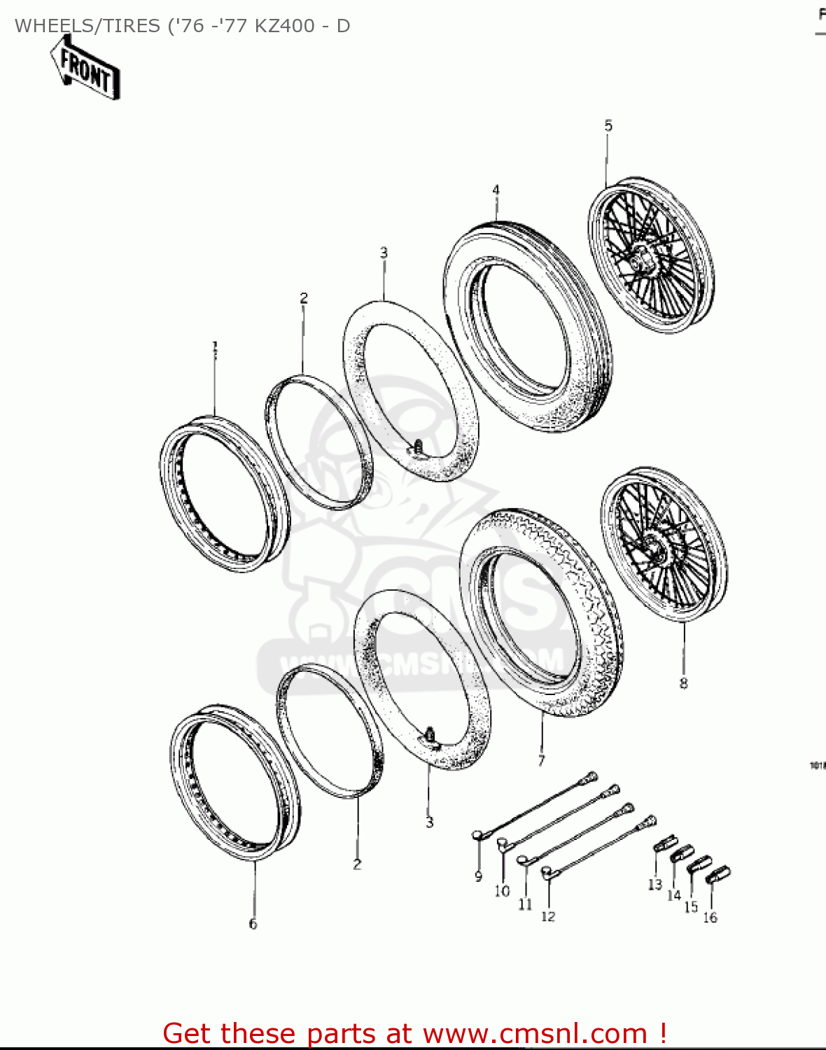 WHEELS/TIRES ('76 -'77 KZ400 - D KZ400D3 1976 CANADA
