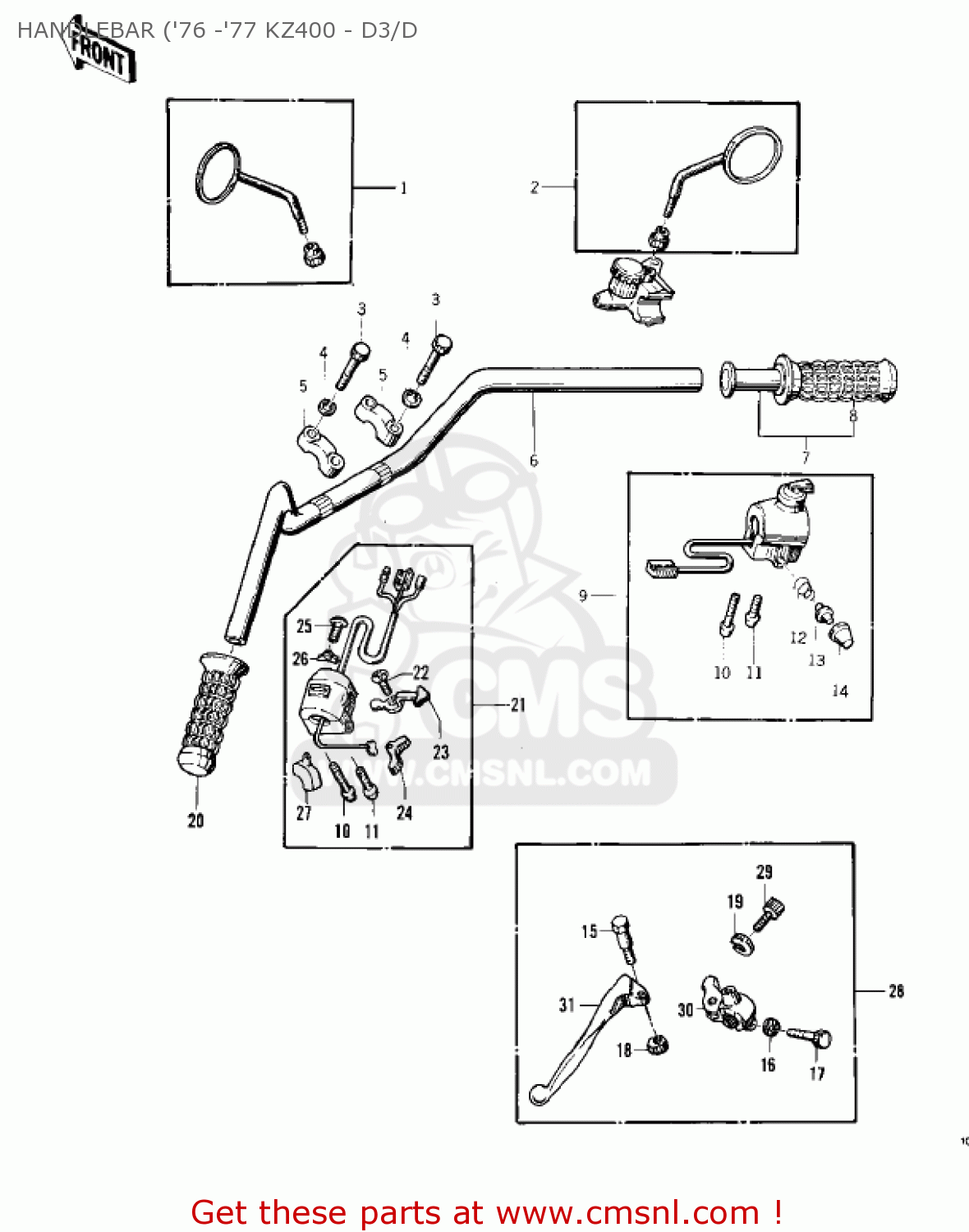 HANDLEBAR ('76 -'77 KZ400 - D3/D KZ400D3 1976 CANADA
