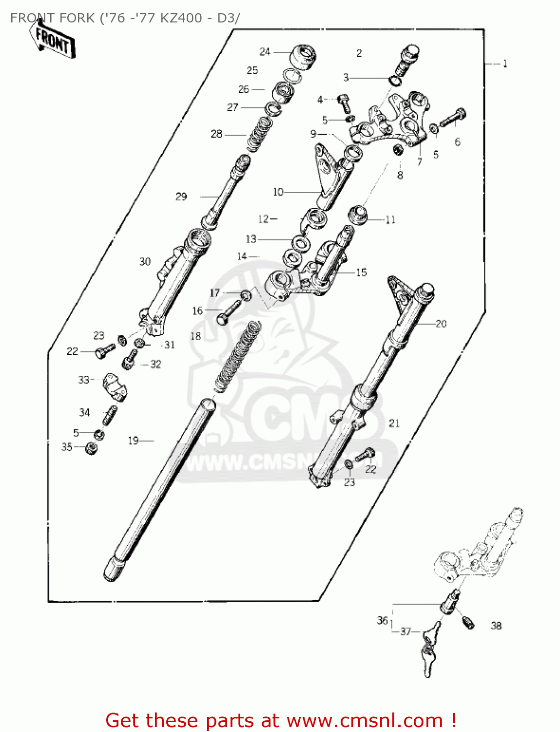 FRONT FORK ('76 -'77 KZ400 - D3/ KZ400D3 1976 CANADA