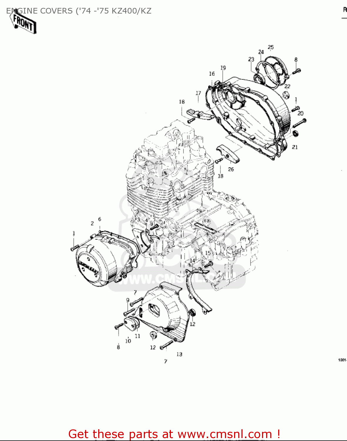 ENGINE COVERS ('74 -'75 KZ400/KZ KZ400D3 1976 CANADA