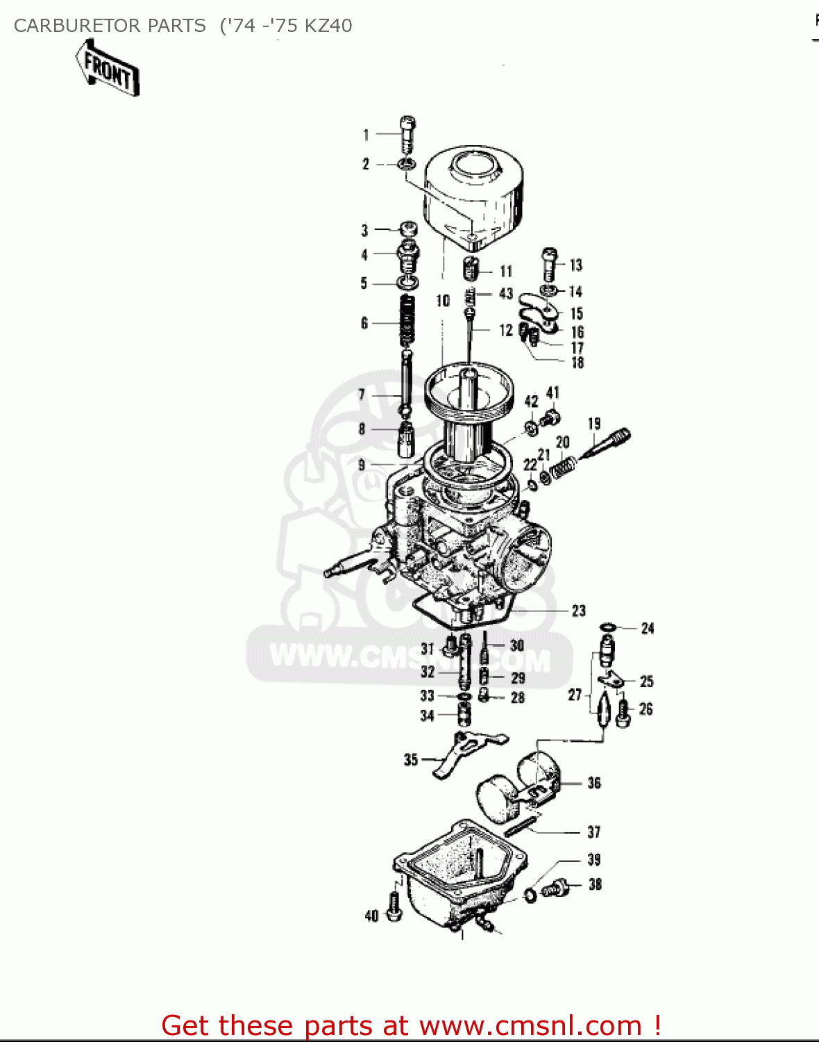 CARBURETOR PARTS  ('74 -'75 KZ40 KZ400D3 1976 CANADA