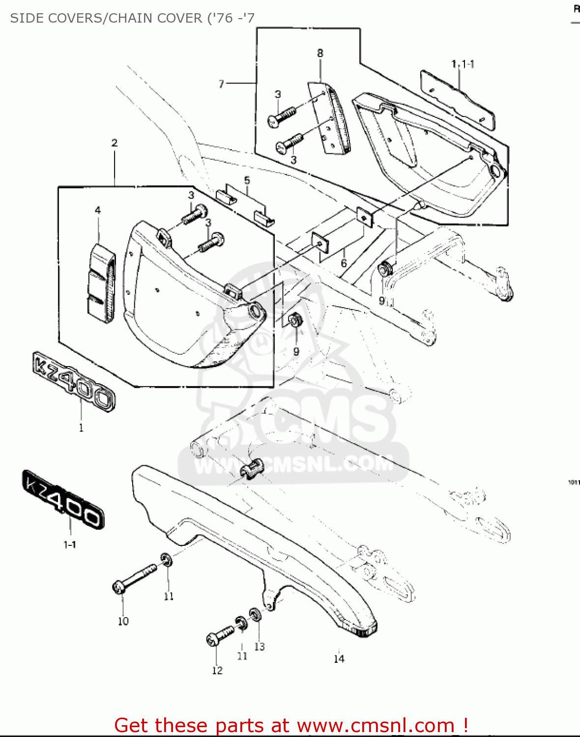 SIDE COVERS/CHAIN COVER ('76 -'7 KZ400D3 1976 CANADA