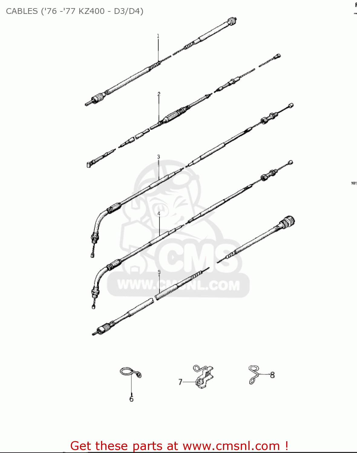 CABLES ('76 -'77 KZ400 - D3/D4) KZ400D3 1976 CANADA