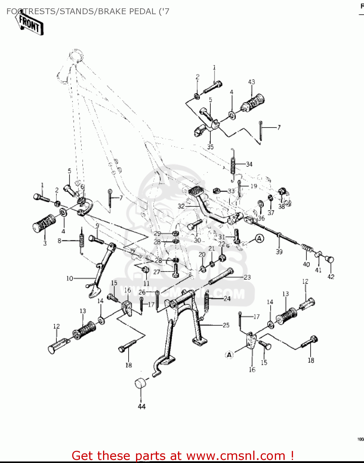 FOOTRESTS/STANDS/BRAKE PEDAL ('7 KZ400D3 1976 CANADA