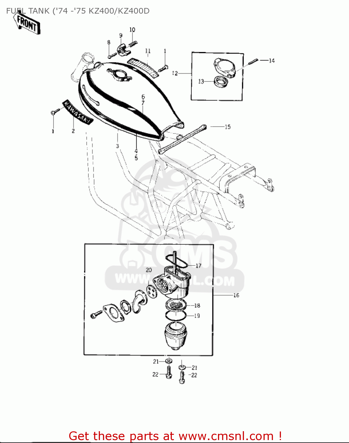 FUEL TANK ('74 -'75 KZ400/KZ400D KZ400D3 1976 CANADA