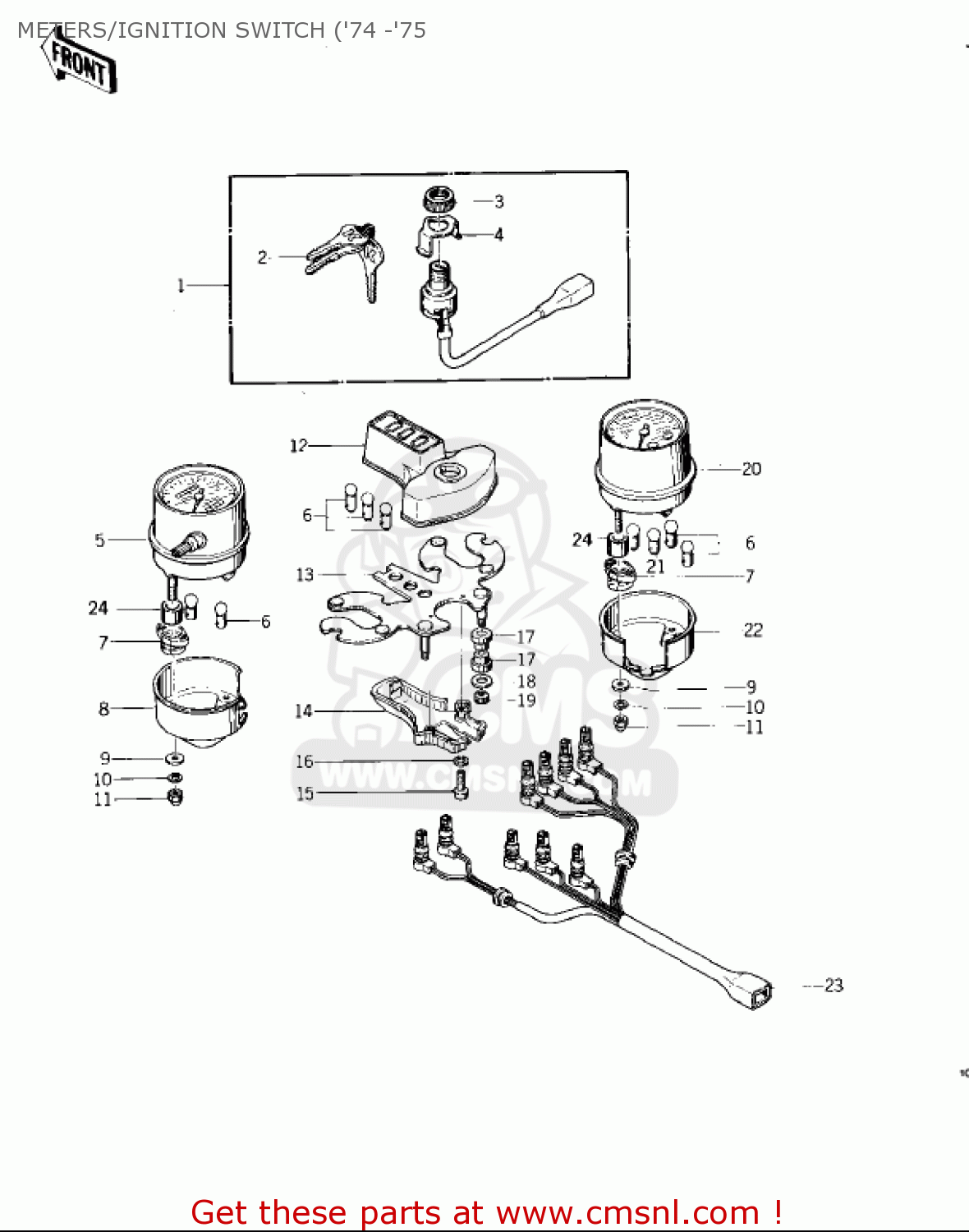 METERS/IGNITION SWITCH ('74 -'75 KZ400D3 1976 CANADA