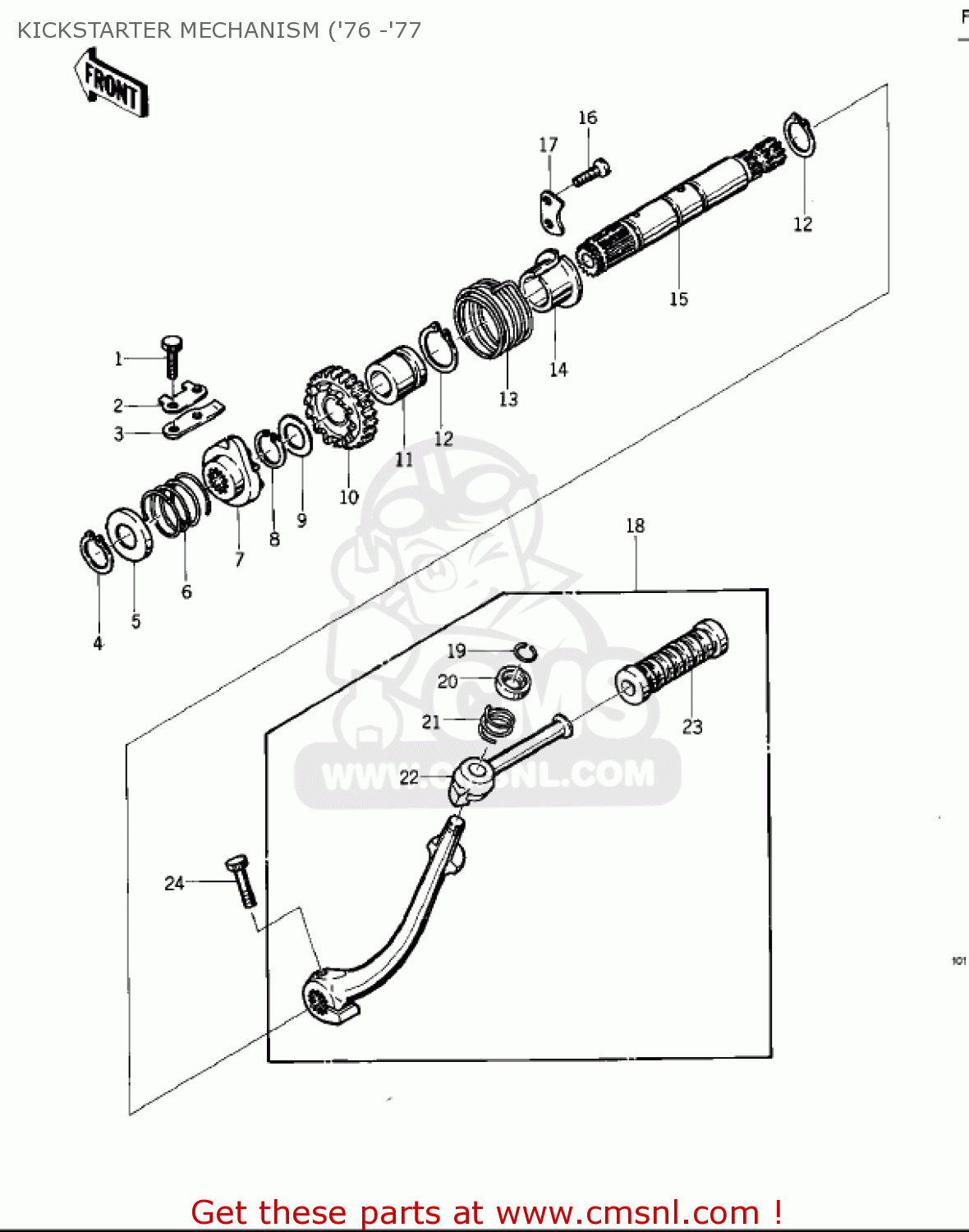 KICKSTARTER MECHANISM ('76 -'77 KZ400D3 1976 CANADA