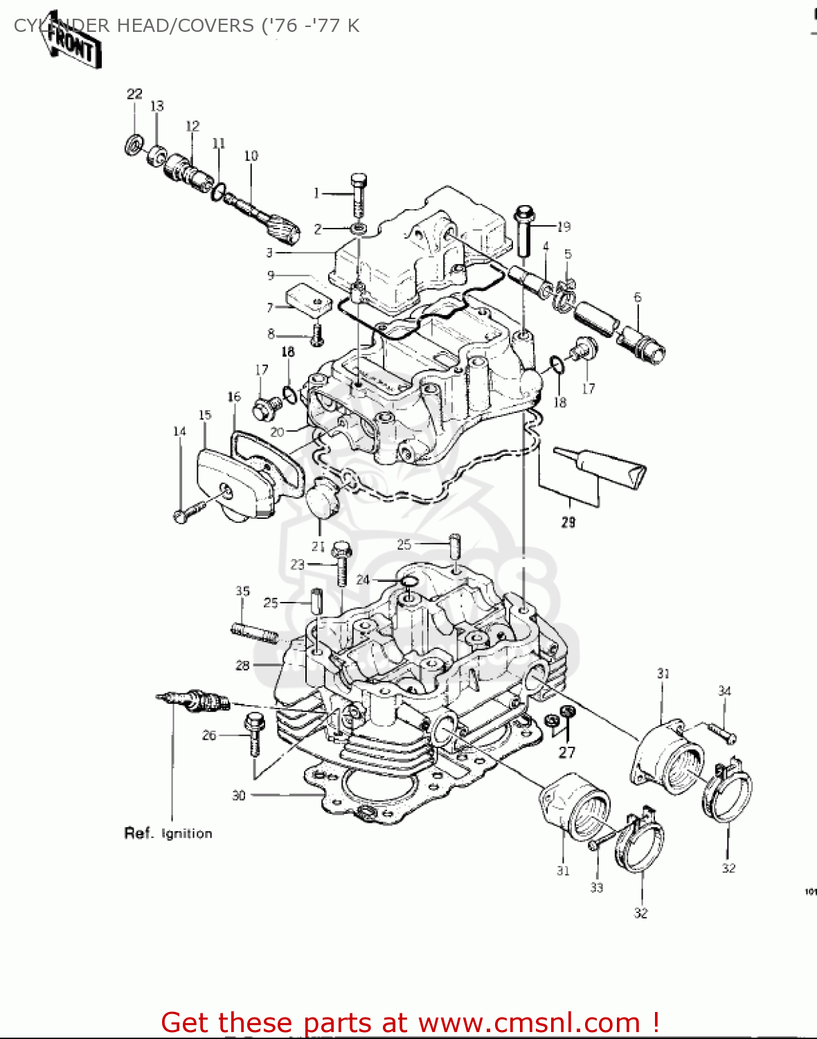 CYLINDER HEAD/COVERS ('76 -'77 K KZ400D3 1976 CANADA