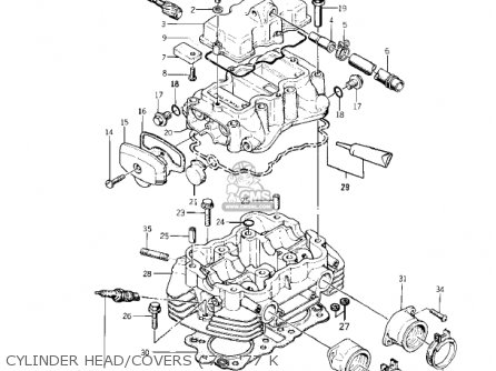 CYLINDER HEAD/COVERS ('76 -'77 K - KZ400D3 1976 CANADA