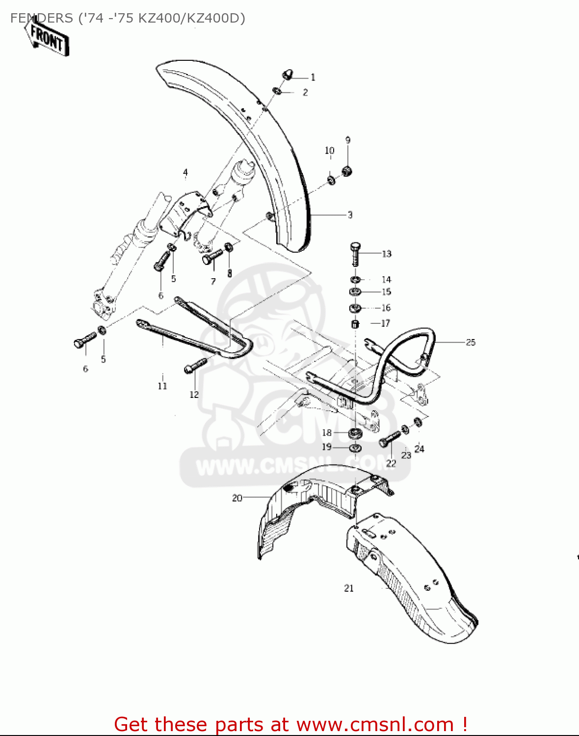 FENDERS ('74 -'75 KZ400/KZ400D) KZ400D4 1977 CANADA