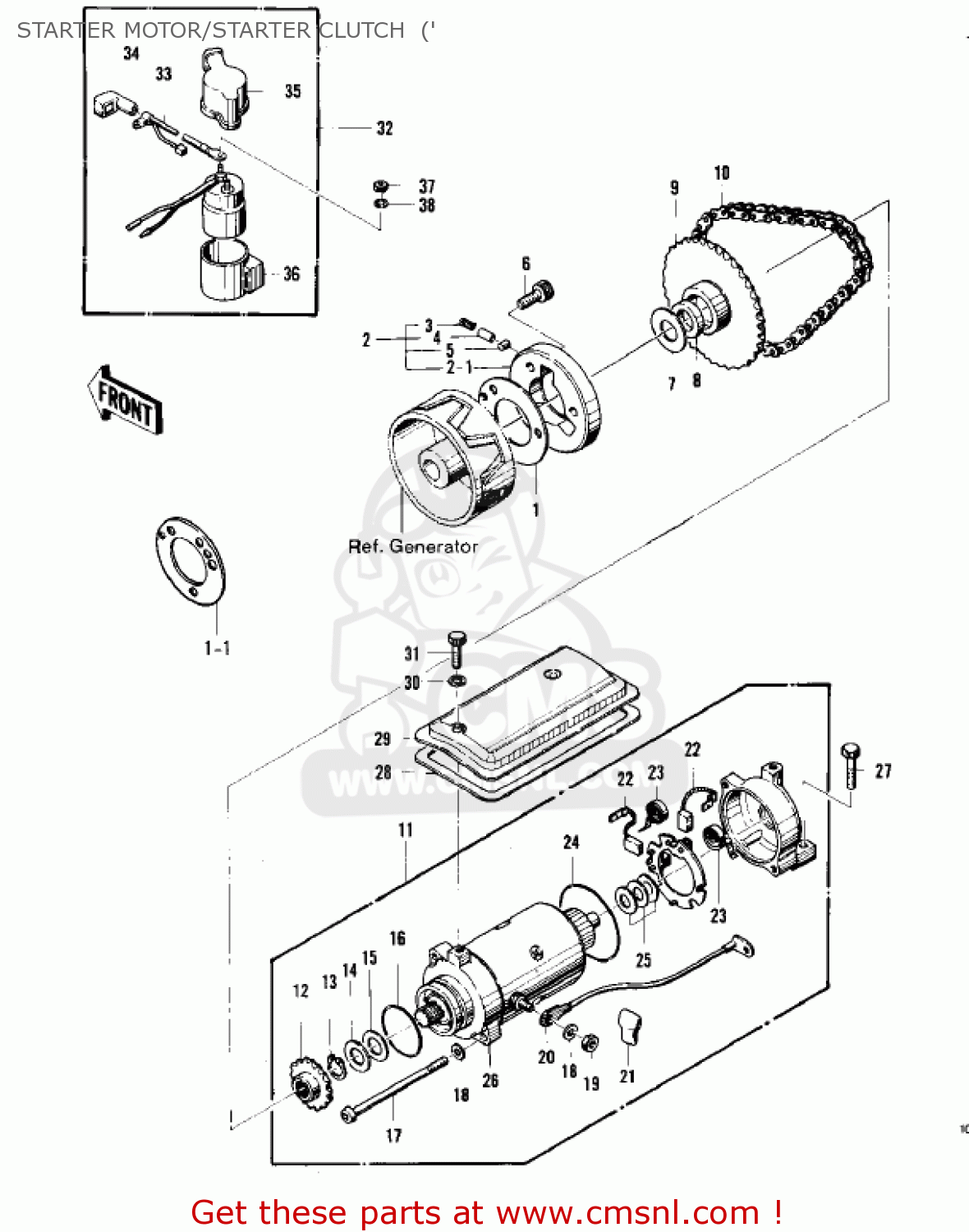 STARTER MOTOR/STARTER CLUTCH  (' KZ400D4 1977 CANADA