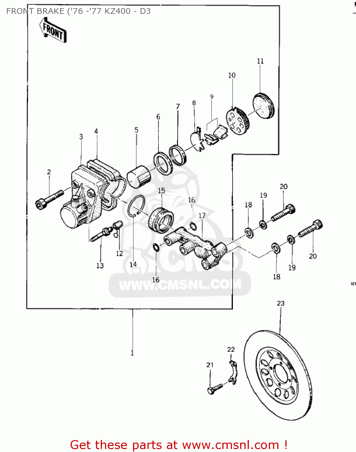 FRONT BRAKE ('76 -'77 KZ400 - D3 KZ400D4 1977 CANADA