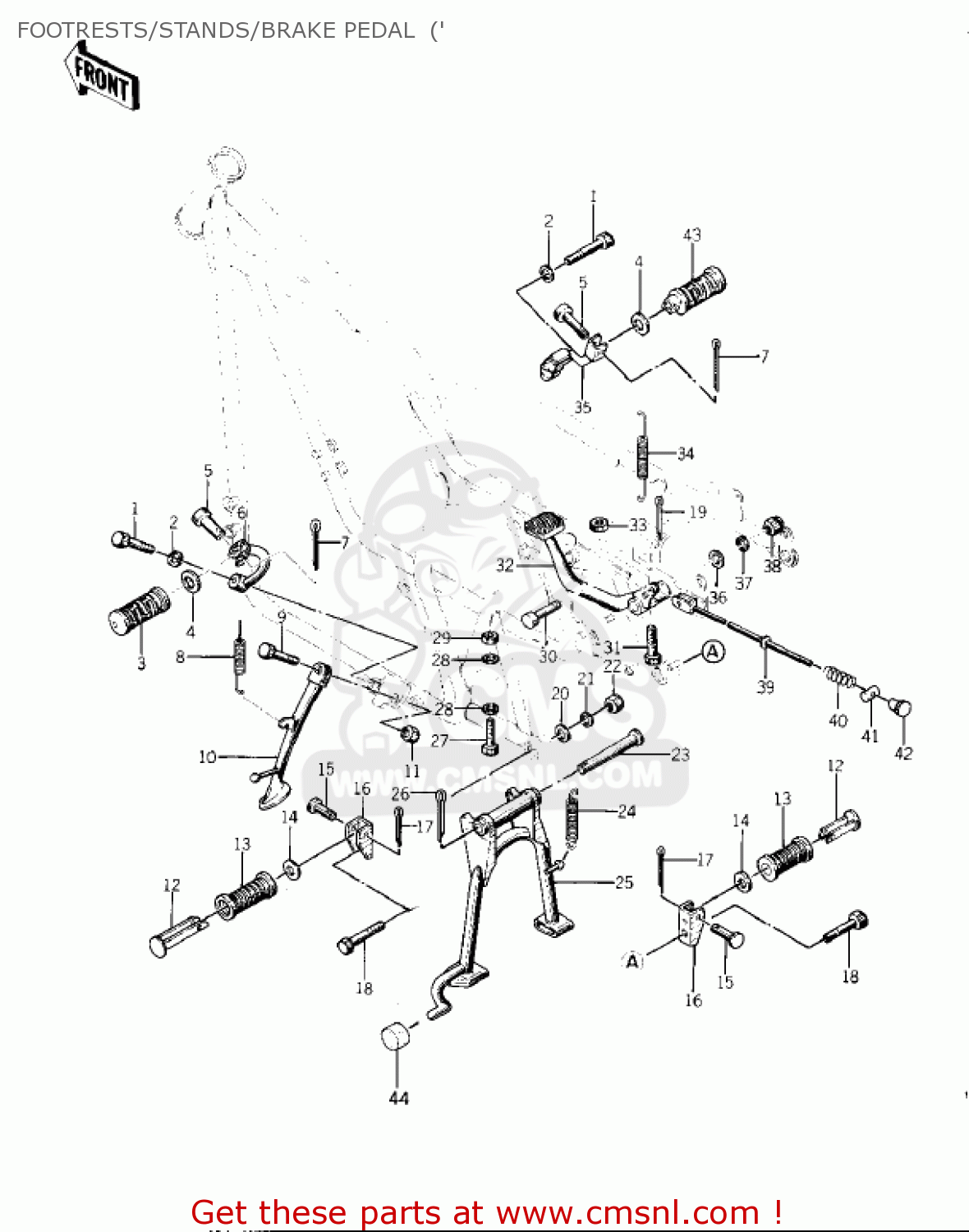 FOOTRESTS/STANDS/BRAKE PEDAL  (' KZ400D4 1977 CANADA