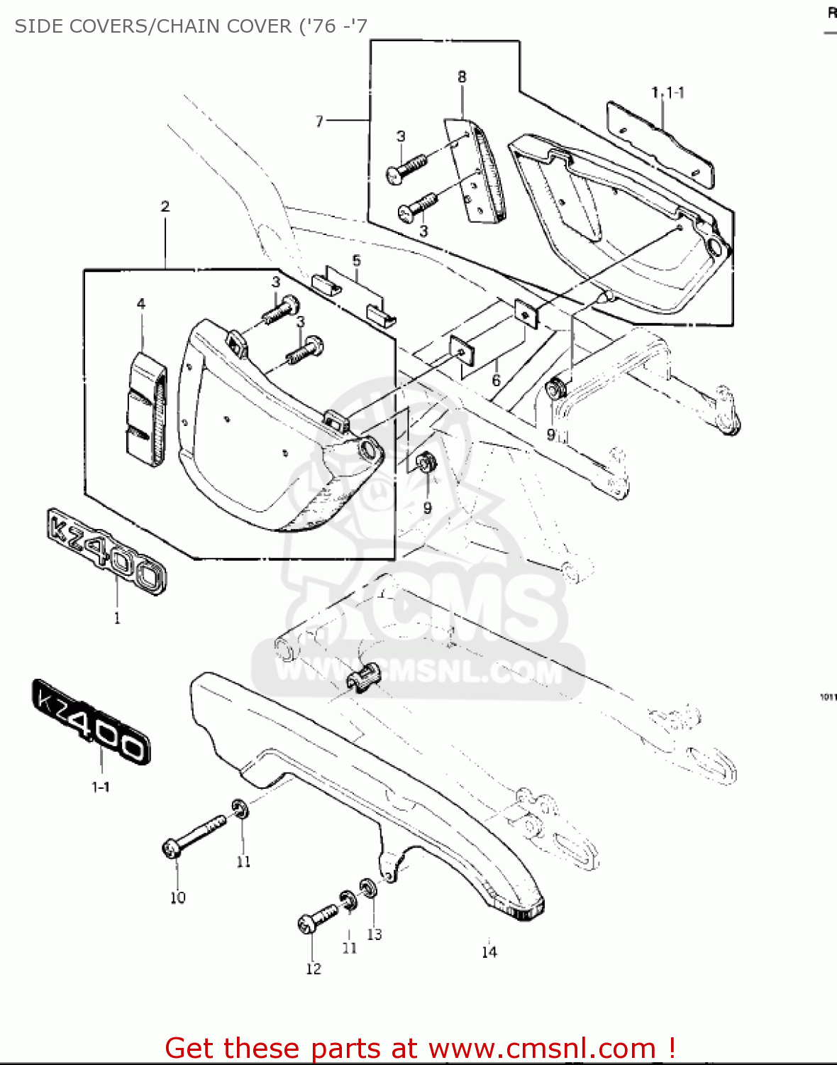 SIDE COVERS/CHAIN COVER ('76 -'7 KZ400D4 1977 CANADA