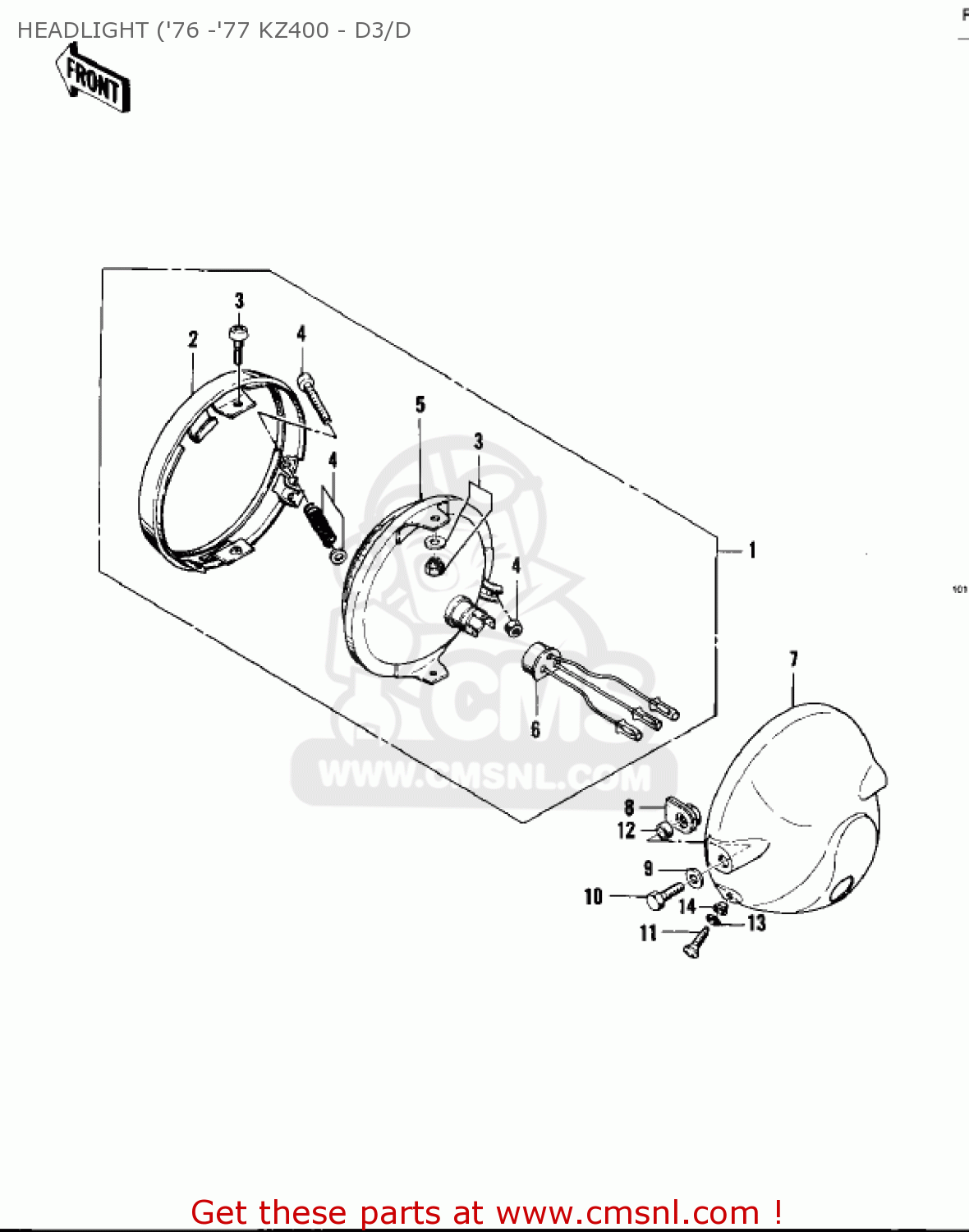 HEADLIGHT ('76 -'77 KZ400 - D3/D KZ400D4 1977 CANADA
