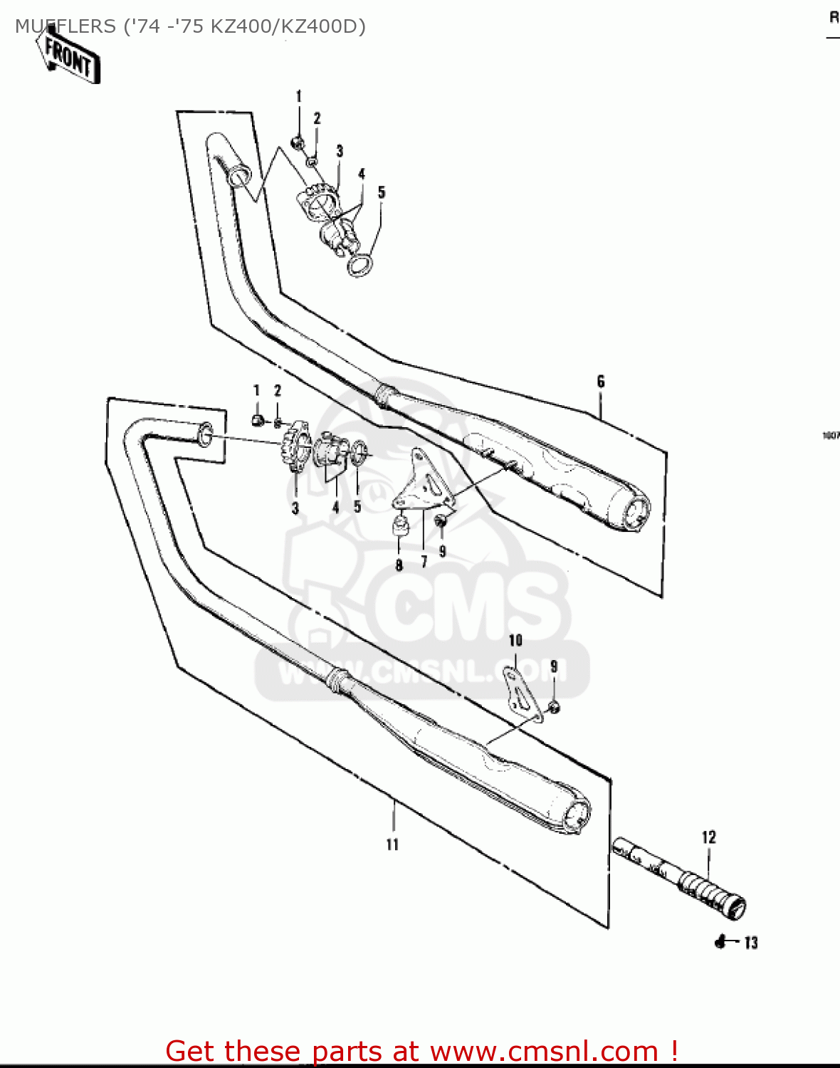 MUFFLERS ('74 -'75 KZ400/KZ400D) KZ400D4 1977 CANADA