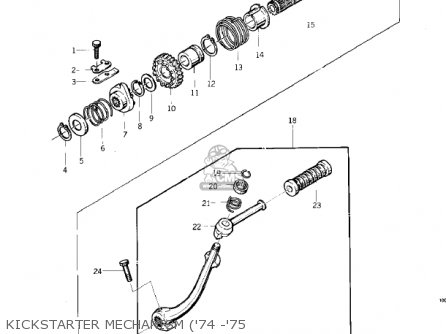 KICKSTARTER MECHANISM ('74 -'75 - KZ400D4 1977 CANADA