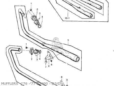 MUFFLERS  ('76 -'77 KZ400 - D3/D - KZ400D4 1977 CANADA