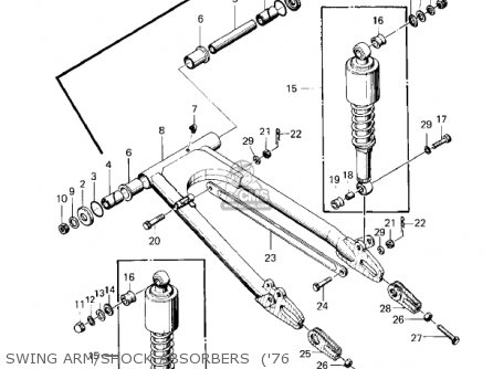 SWING ARM/SHOCK ABSORBERS  ('76 - KZ400D4 1977 CANADA