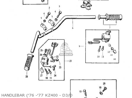 HANDLEBAR ('76 -'77 KZ400 - D3/D - KZ400D4 1977 CANADA