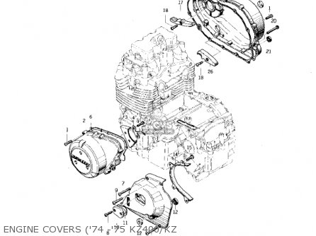 ENGINE COVERS ('74 -'75 KZ400/KZ - KZ400D4 1977 CANADA