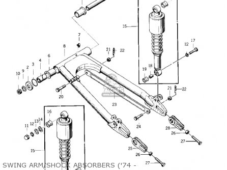 SWING ARM/SHOCK ABSORBERS ('74 - - KZ400D4 1977 CANADA