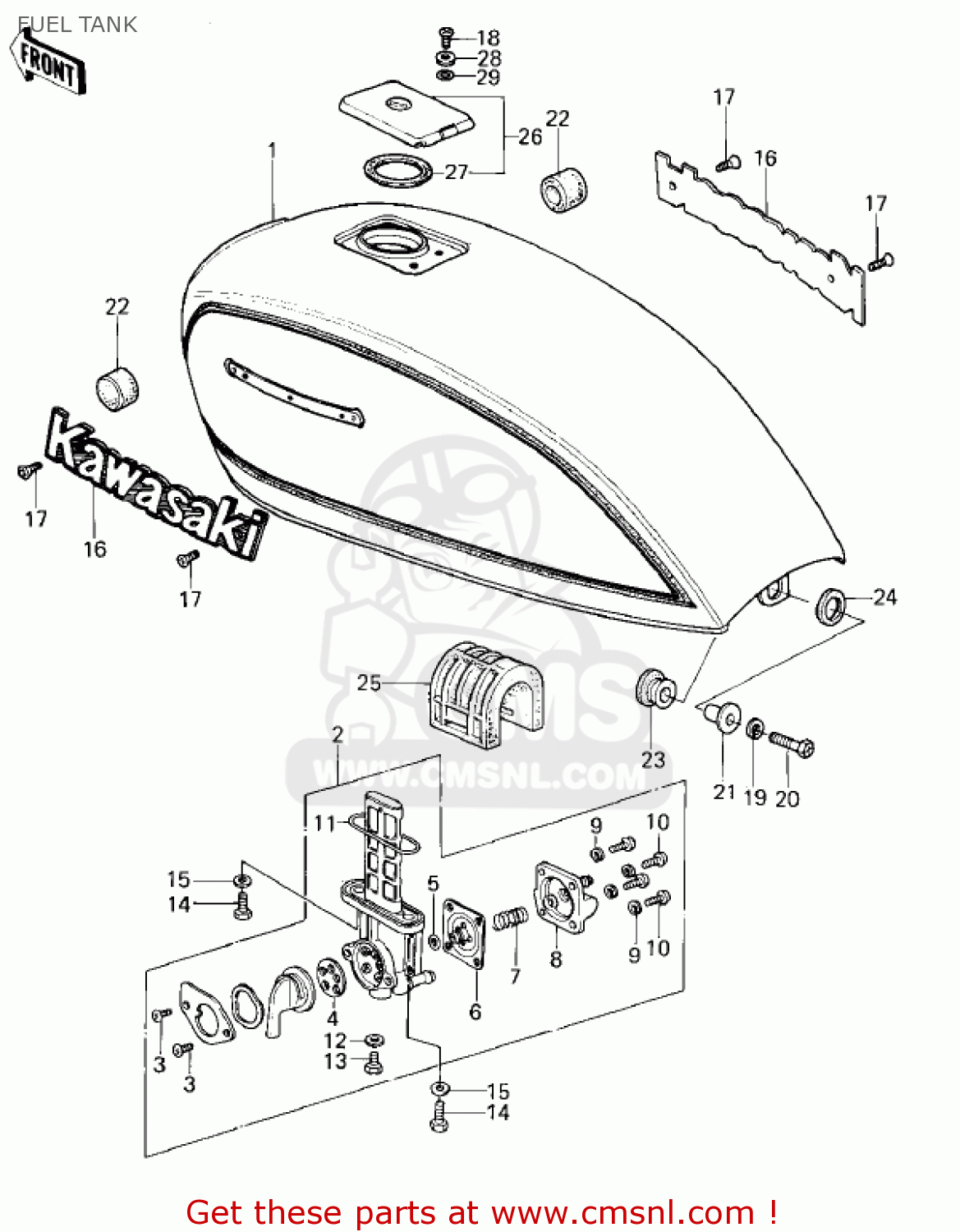 FUEL TANK KZ400H1 1979 USA CANADA / MPH KPH