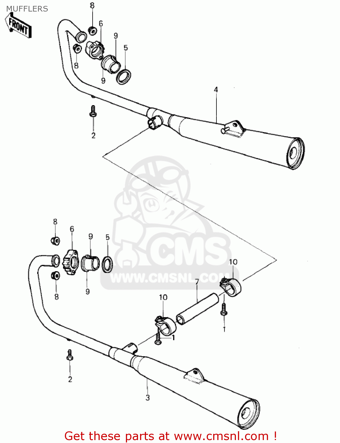 MUFFLERS KZ400H1 1979 USA CANADA / MPH KPH