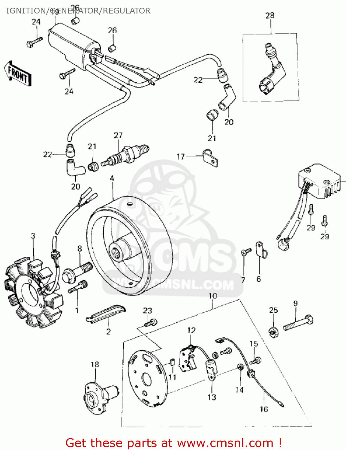 IGNITION/GENERATOR/REGULATOR KZ400H1 1979 USA CANADA / MPH KPH