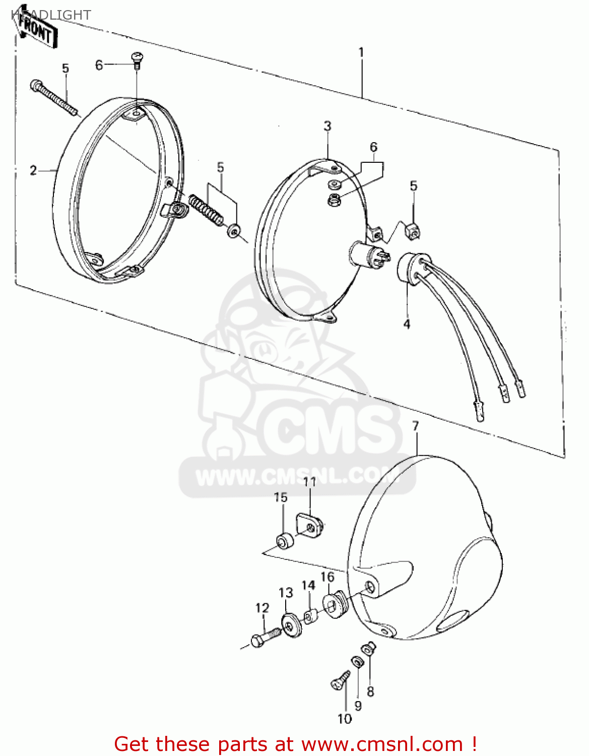 HEADLIGHT KZ400H1 1979 USA CANADA / MPH KPH