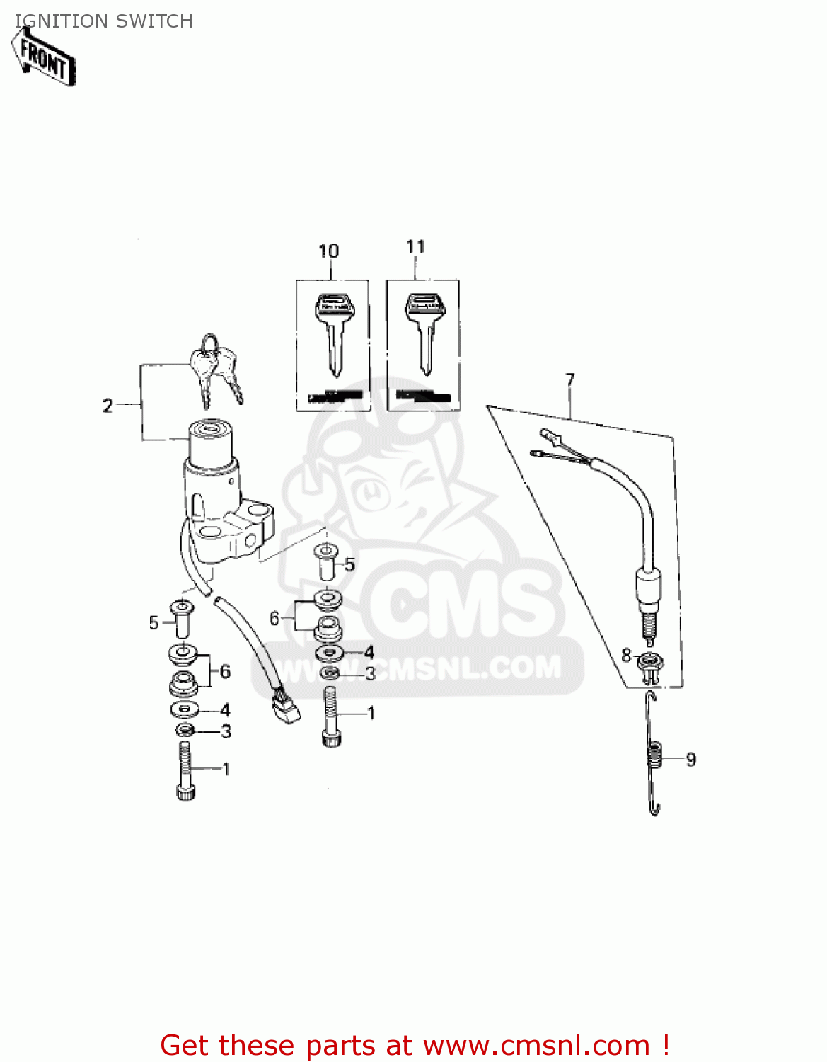 IGNITION SWITCH KZ400H1 1979 USA CANADA / MPH KPH