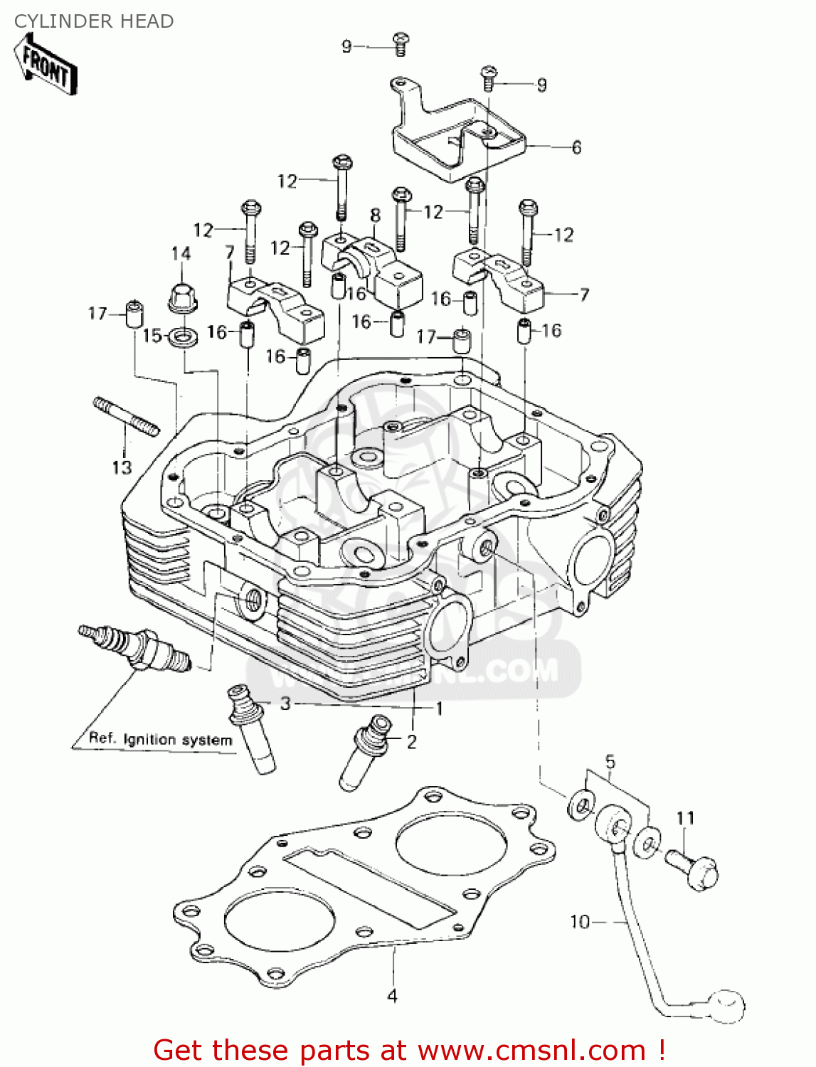 CYLINDER HEAD KZ400H1 1979 USA CANADA / MPH KPH
