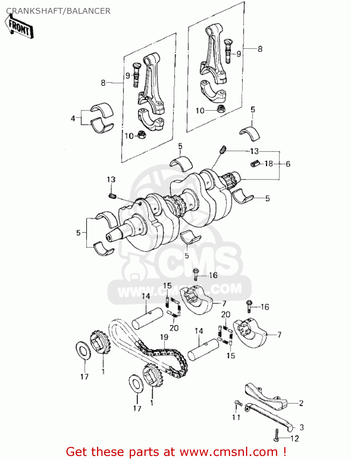 CRANKSHAFT/BALANCER KZ400H1 1979 USA CANADA / MPH KPH