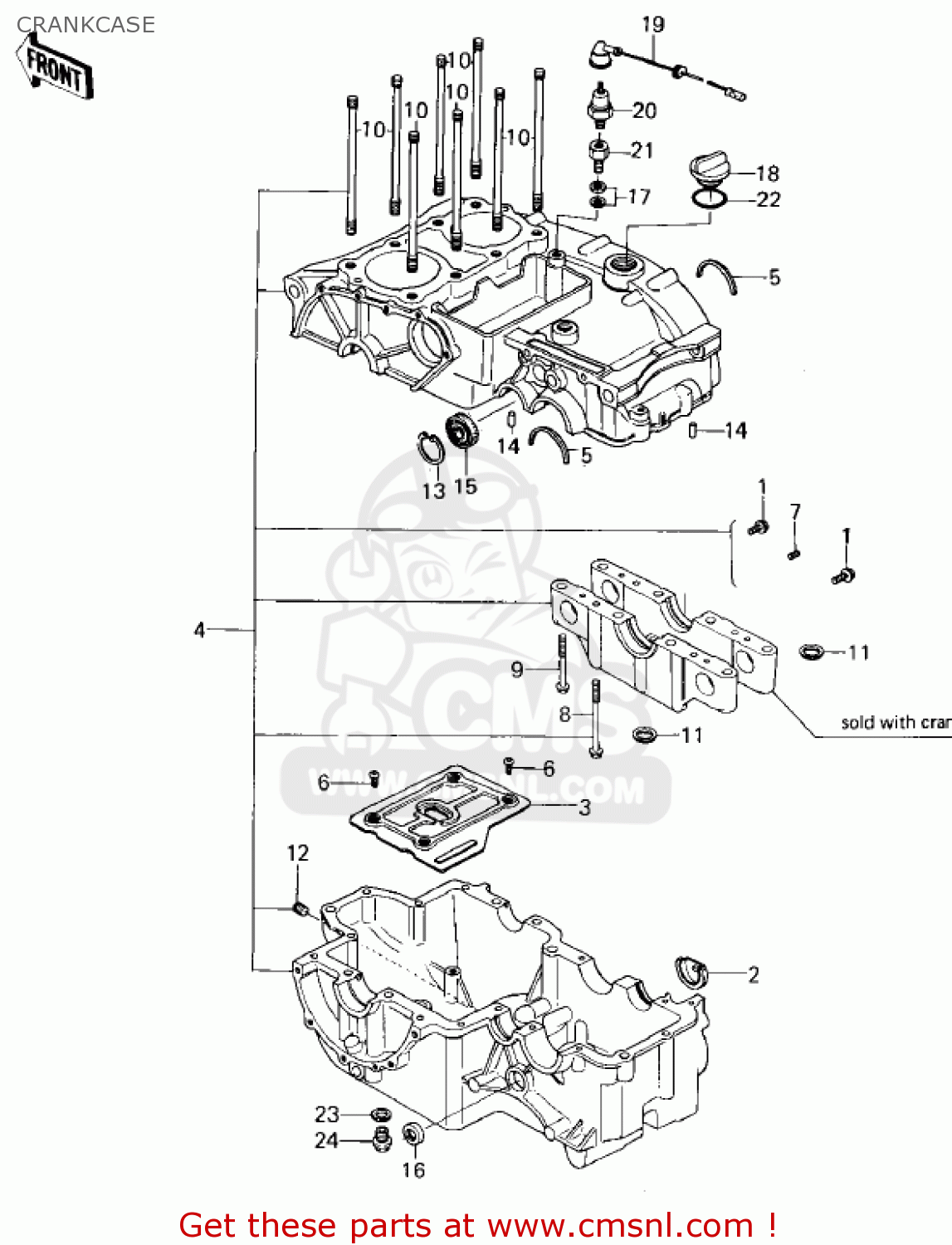 CRANKCASE KZ400H1 1979 USA CANADA / MPH KPH