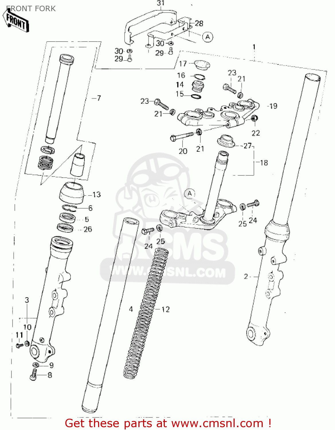 FRONT FORK KZ400H1 1979 USA CANADA / MPH KPH