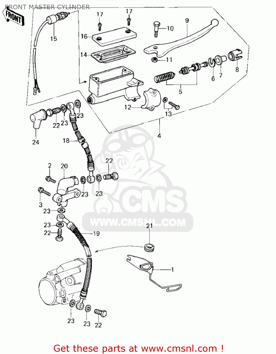 FRONT MASTER CYLINDER KZ400H1 1979 USA CANADA / MPH KPH