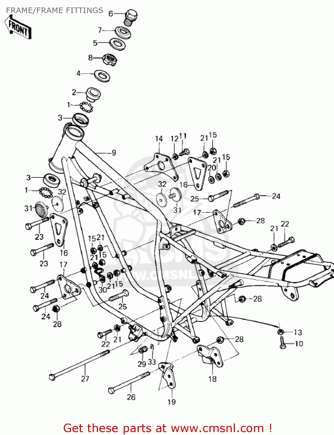 FRAME/FRAME FITTINGS KZ400H1 1979 USA CANADA / MPH KPH