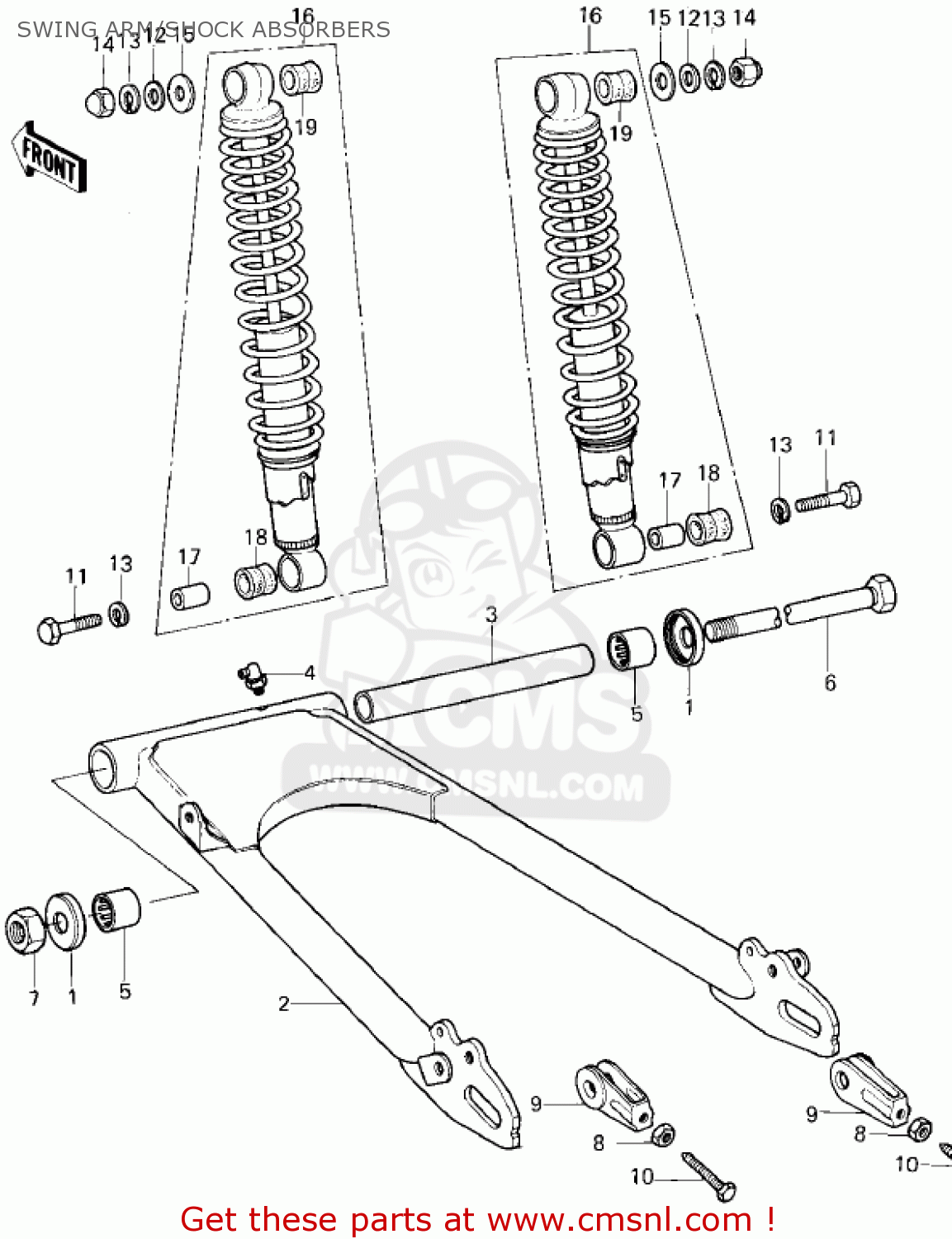 SWING ARM/SHOCK ABSORBERS KZ400H1 1979 USA CANADA / MPH KPH
