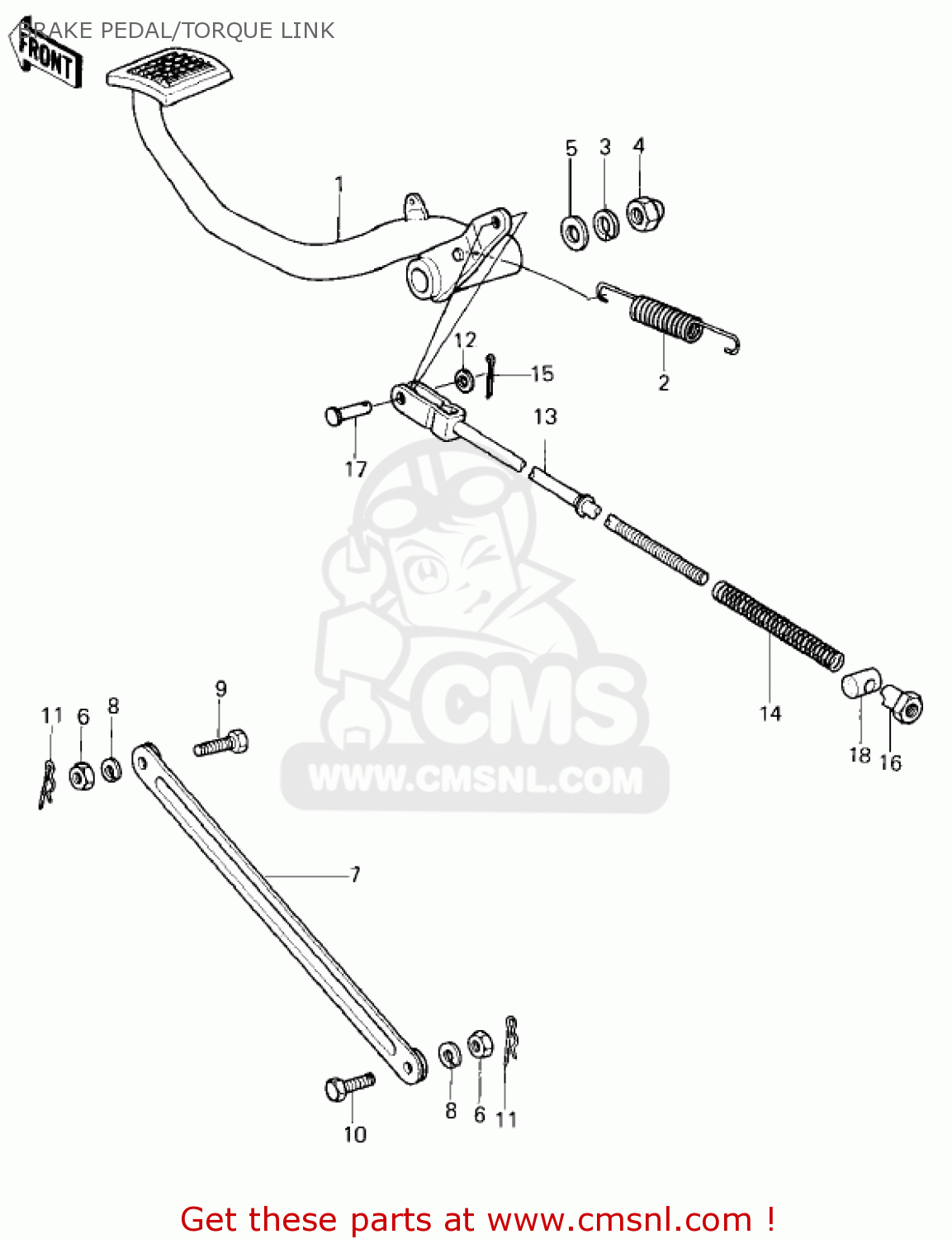 BRAKE PEDAL/TORQUE LINK KZ400H1 1979 USA CANADA / MPH KPH