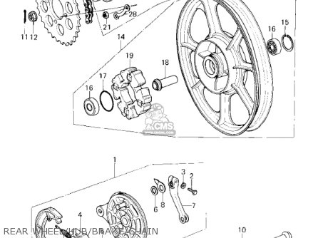 REAR WHEEL/HUB/BRAKE/CHAIN - KZ400H1 1979 USA CANADA / MPH KPH